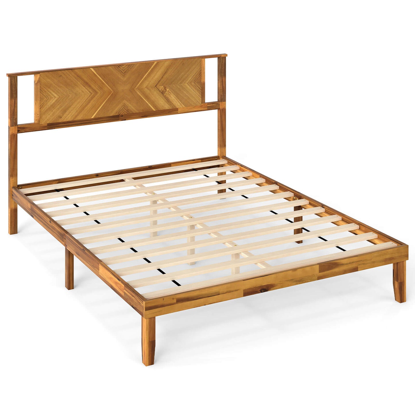 Infans Queen Size Bed Frame w/Headboard Under-Bed Space No Box Spring Needed