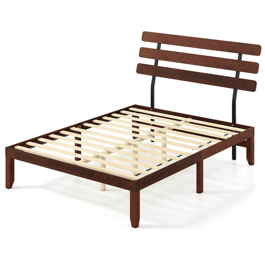 Infans 15.5 Inch Queen Size Bed Frame w/Retro Headboard &Under-Bed Storage Space