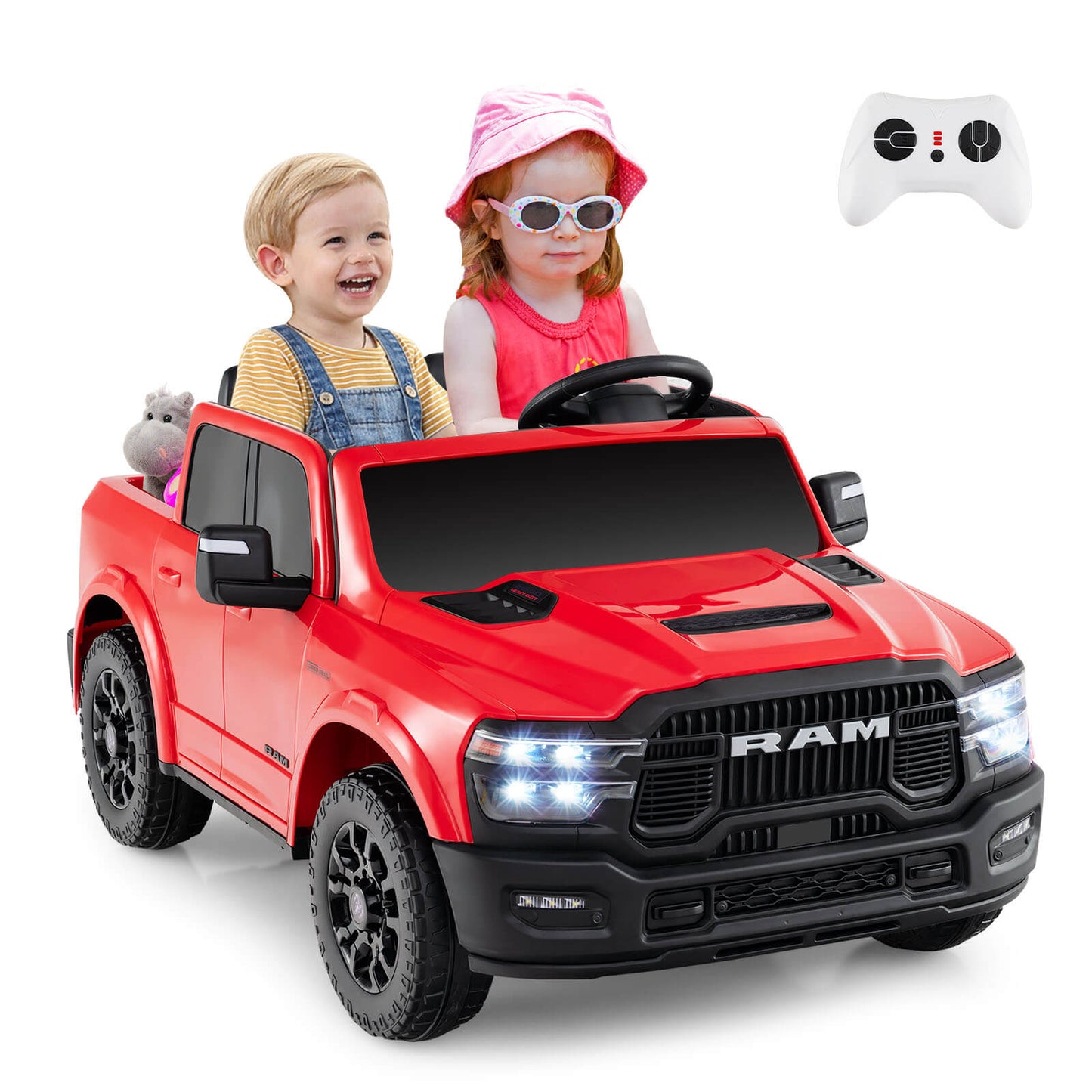 Infans 24V 2 Seater Ride on Truck with Remote Control 3 Speeds Bluetooth LED HeadlightRed
