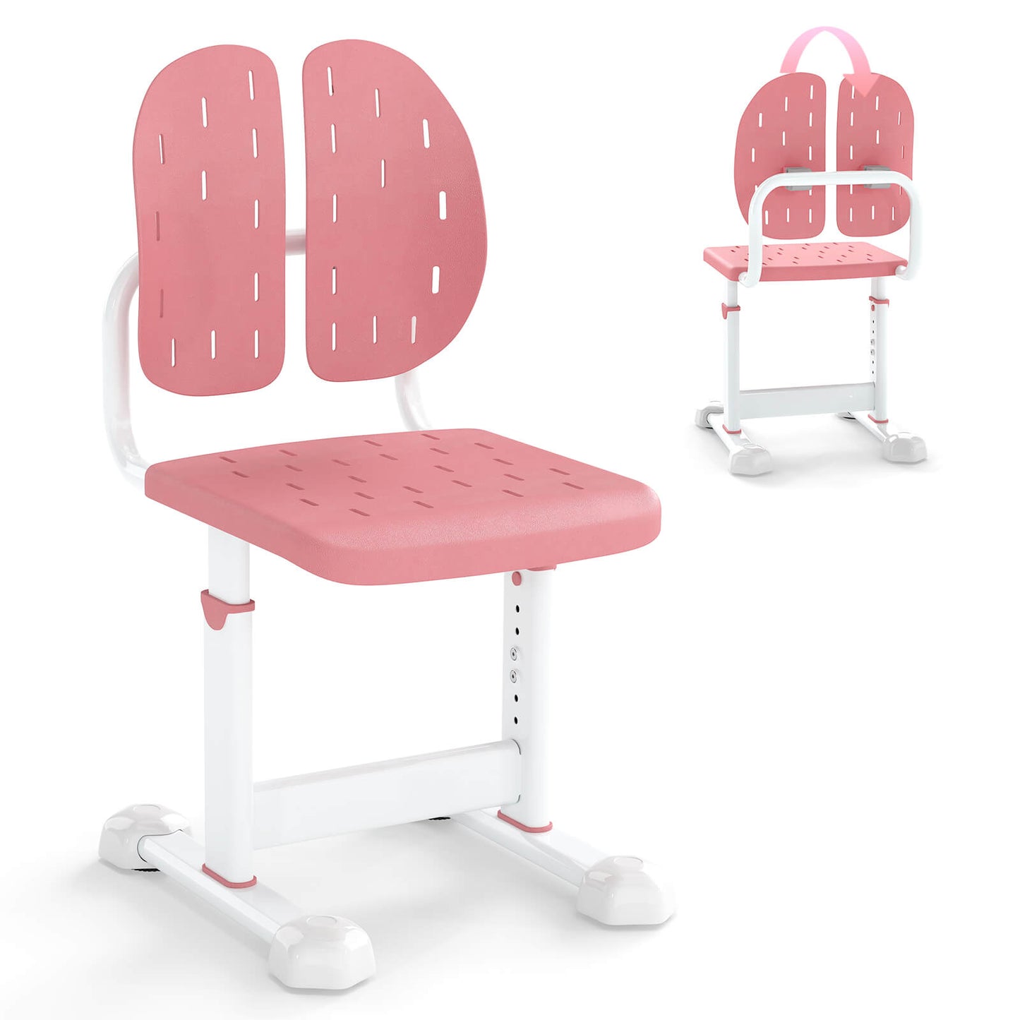 Infans Kids Desk Chair with Adaptive Double Backrest, Adjustable Height, Breathable SeatPink