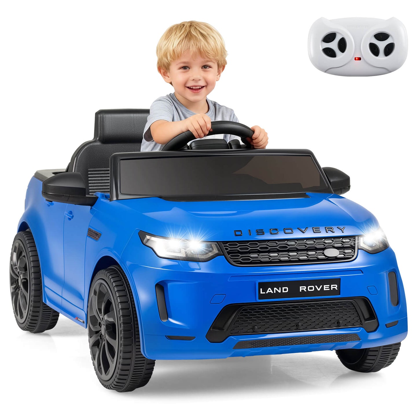 Infans Licensed Land Rover Kids Ride on Car with Remote Control, LED Lights, Music, HornNavy Blue