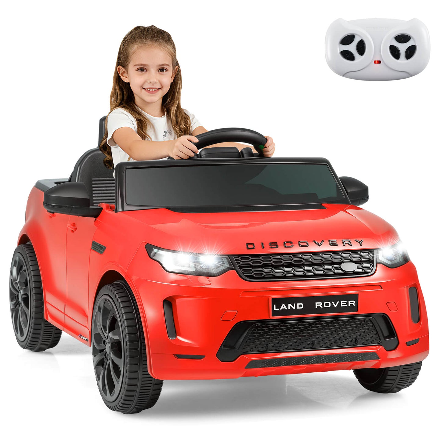 Infans Licensed Land Rover Kids Ride on Car with Remote Control, LED Lights, Music, HornRed