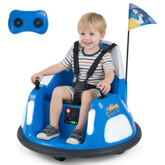 Infans 12V Kids Bumper Car,360¡ã Spin & Remote.Battery-Powered,for 1.5-6 ages.Navy