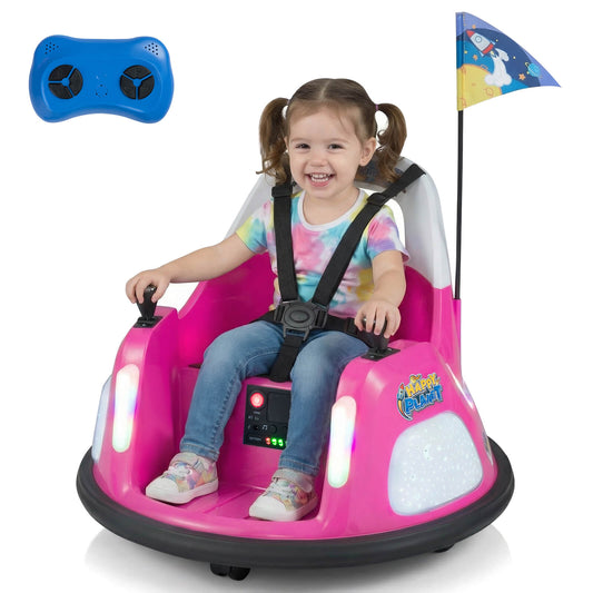 Infans 12V Kids Bumper Car,360¡ã Spin & Remote.Battery-Powered,for 1.5-6 ages.Pink