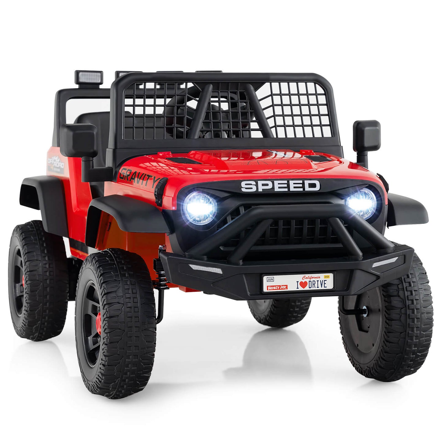 Infans 24V Ride On Car with Remote Control Music LED Headlights Spring Suspension for KidsRed
