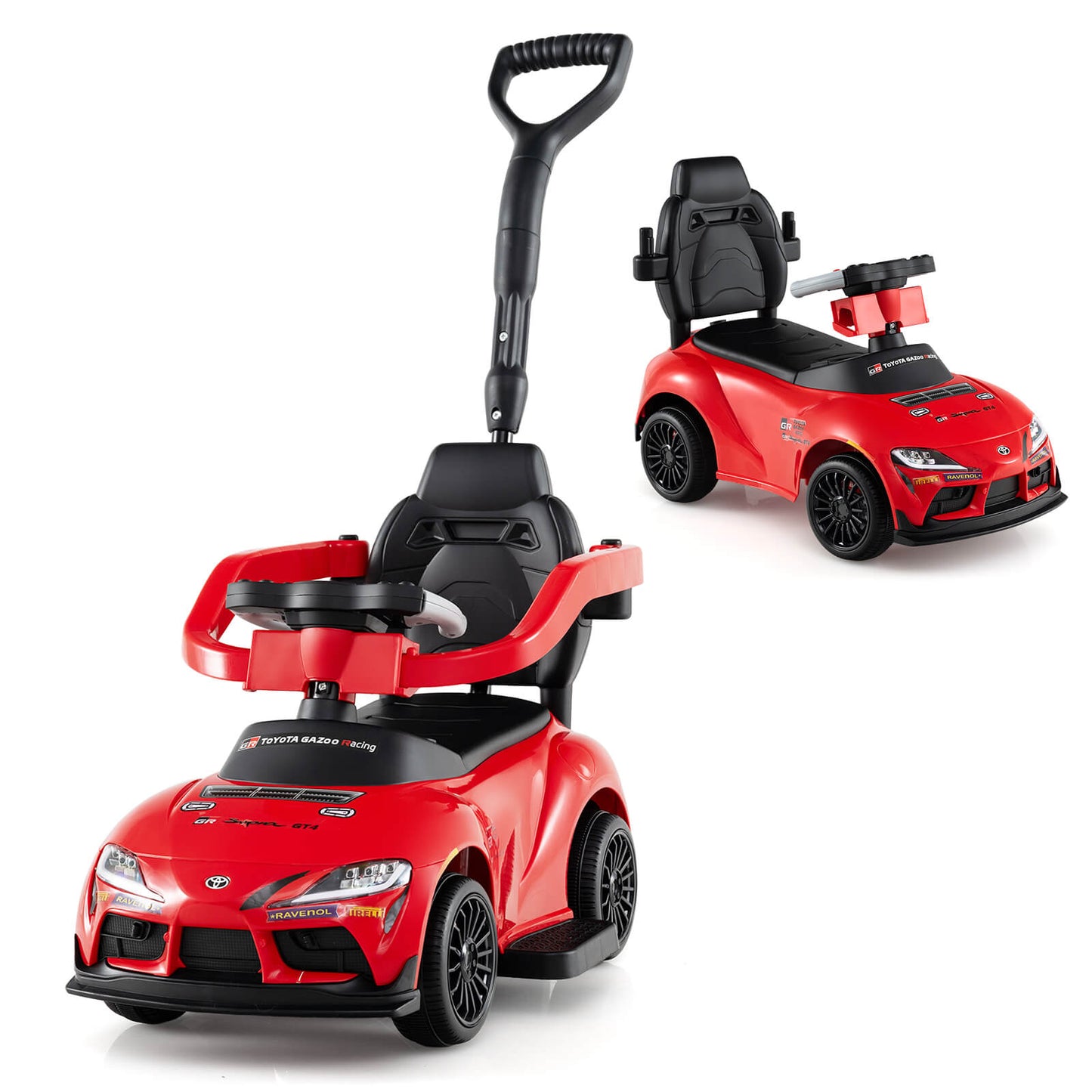 Infans Toyota Licensed Ride on Push Car with Parent-Control Handle Music Safety GuardrailRed
