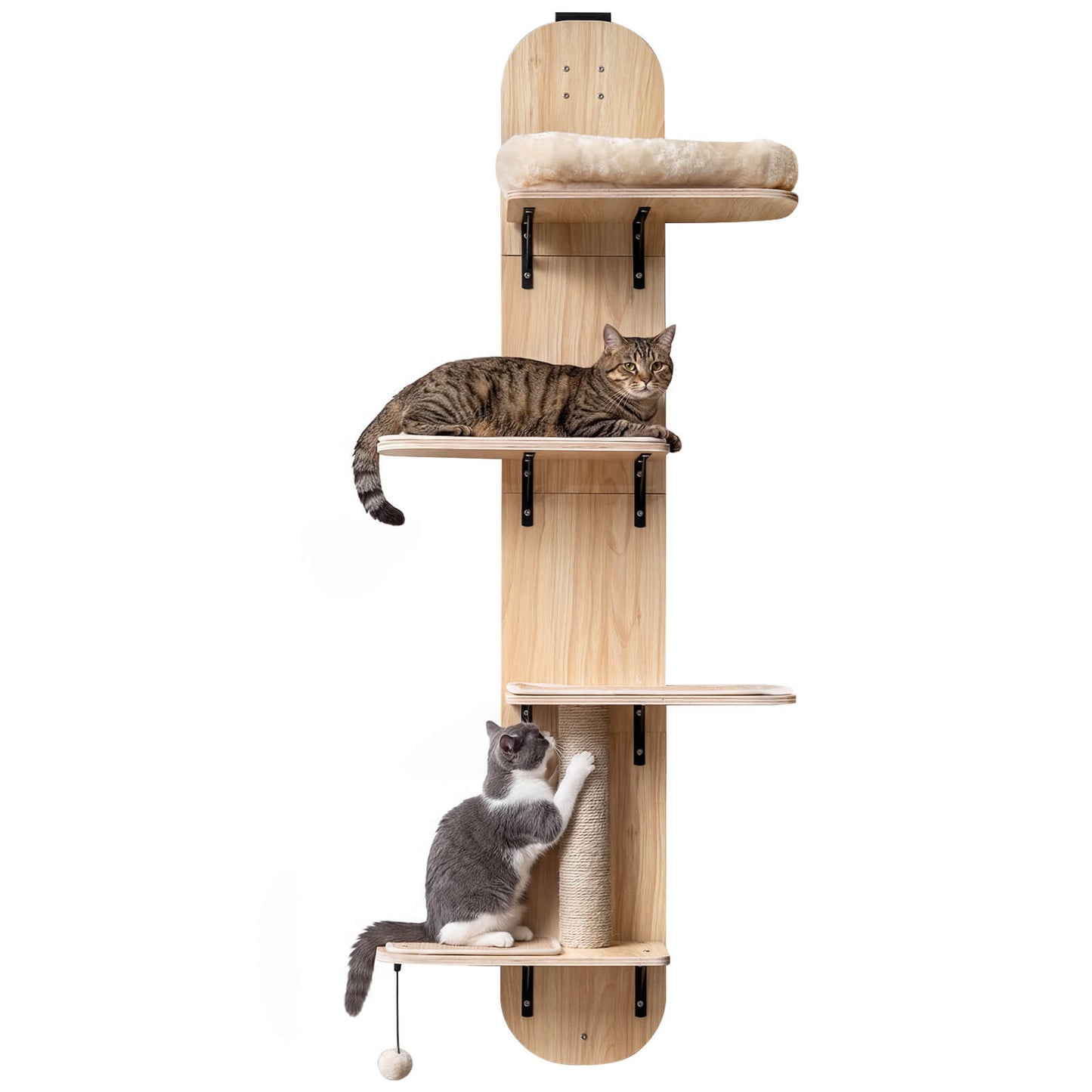 Infans Door Hanging Cat Climber w/Plush Bed Scratching Post Carpeted Jumping Platforms Beige