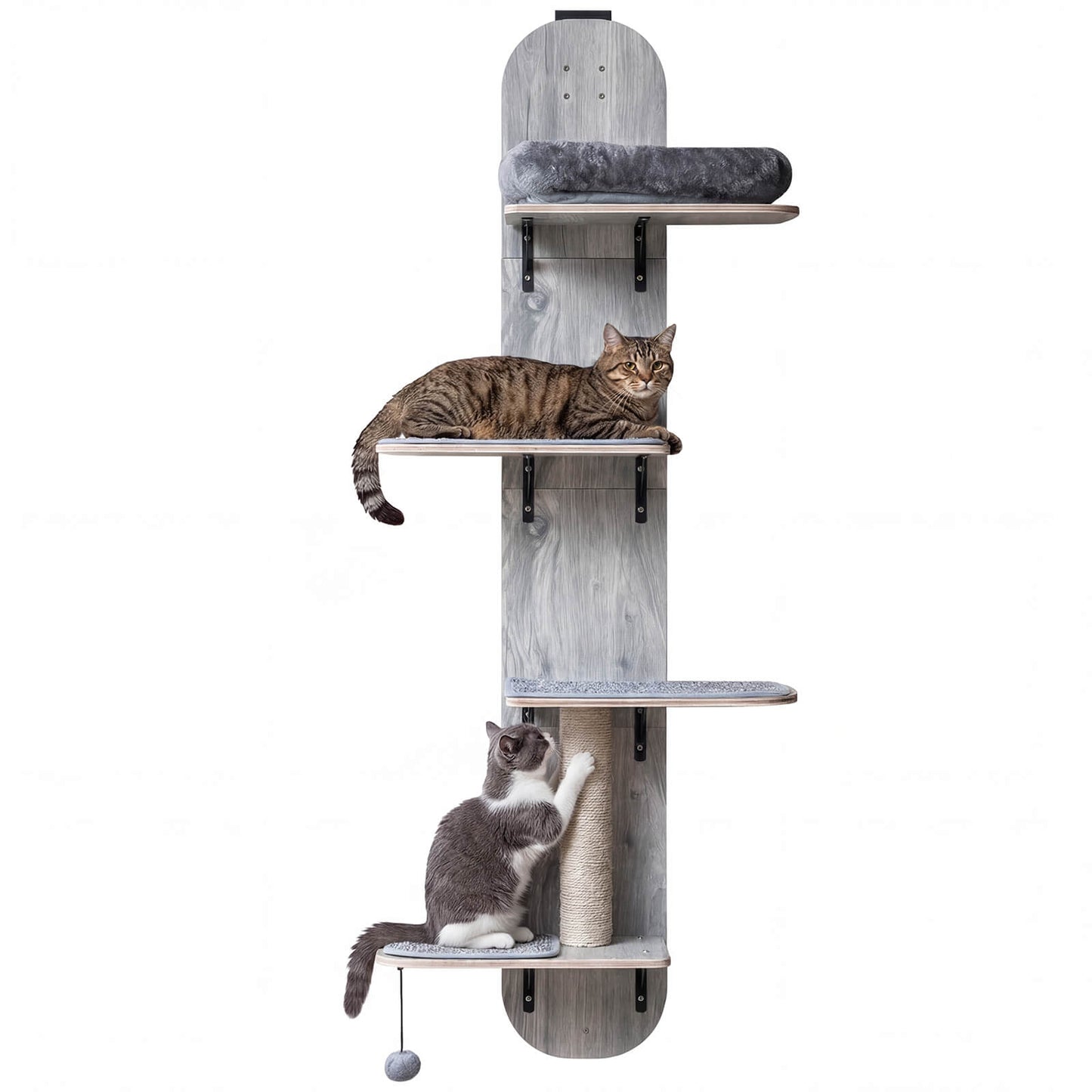 Infans Door Hanging Cat Climber w/Plush Bed Scratching Post Carpeted Jumping Platforms Gray