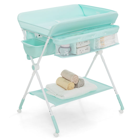 Infans Foldable Baby Changing Table Infant Newborn Nursery Organizer w/ Water Basin