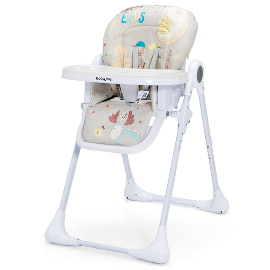 Infans Baby High Chair Folding Feeding Chair W/ Multiple Recline & Height PositionsGray