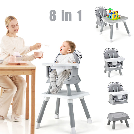 Infans 8-in-1 Baby High Chair w/ Double-layer Cushions Multifunctional ToddlerMulticolored