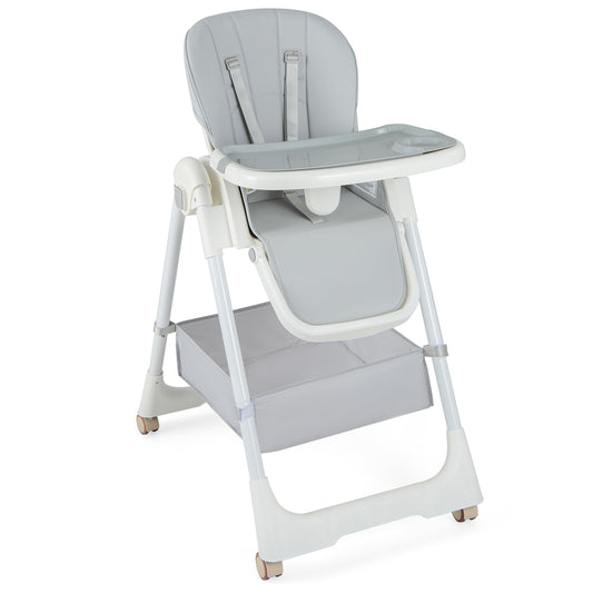 Infans Folding Baby High Chair Convertible Height Adjustable with Removable Tray Grey