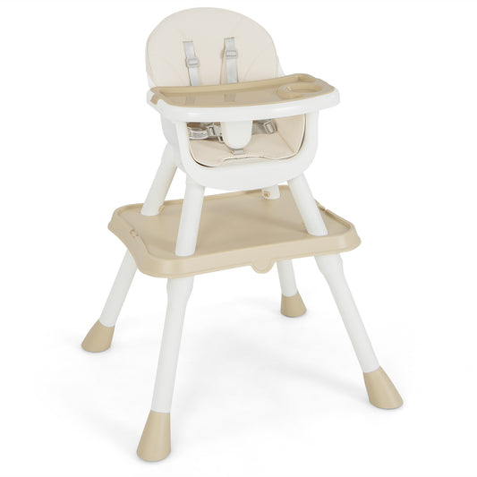 Infans 6-in-1 Baby High Chair Infant Feeding w/ Convertible Table Removable Tray Beige