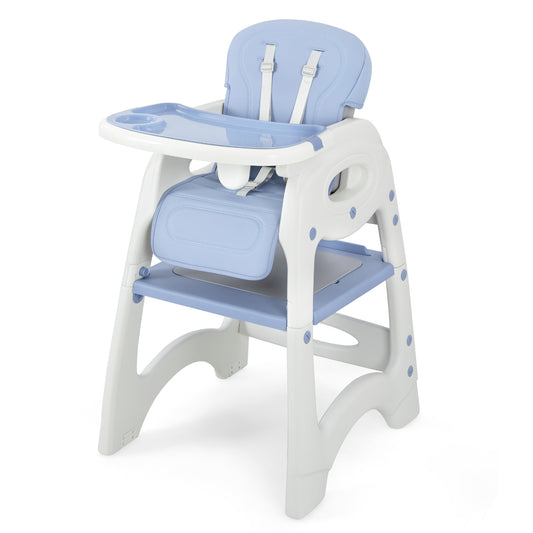 Infans 6-in-1 Baby High Chair Convertible Infant Booster Seat with Removable Tray Blue