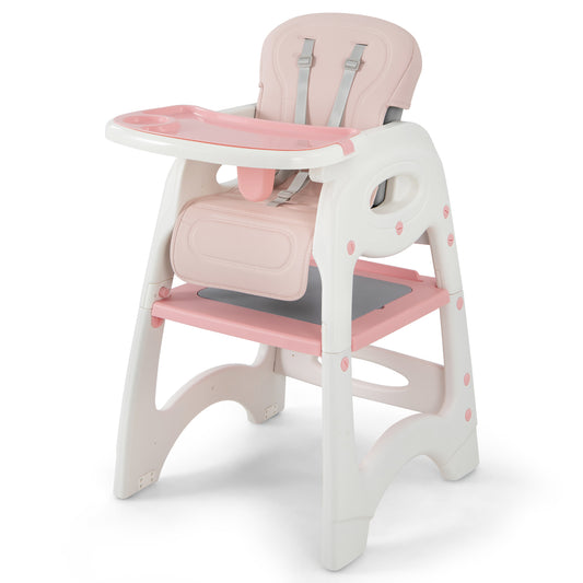 Infans 6-in-1 Baby High Chair Convertible Infant Booster Seat with Removable Tray Pink