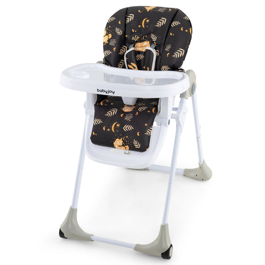 Infans Baby High Chair with 7 Height & 3 Footrest Adjustable Cup holder 2 WheelsBlack