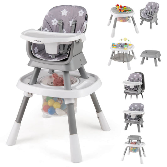 Infans 16-in-1 Baby High Chair with Activity Center Booster Seat Building Block TableGray