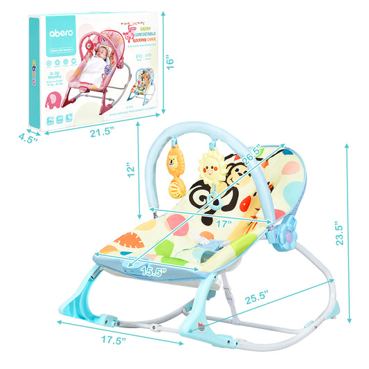 Infans Baby Bouncer & Rocker Infant Toddler Adjustable w/ Vibration Music Blue