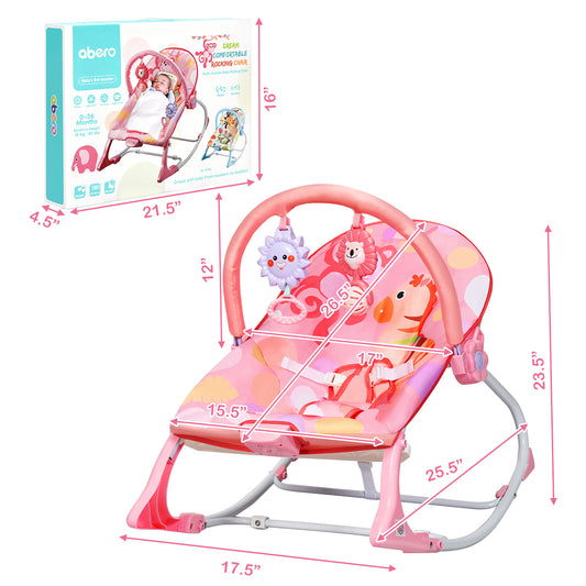 Infans Baby Bouncer & Rocker Infant Toddler Adjustable w/ Vibration Music Pink