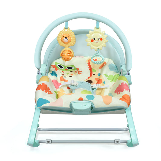 Infans Baby Bouncer & Rocker Infant Adjustable Swing w/ Awning & Music Green
