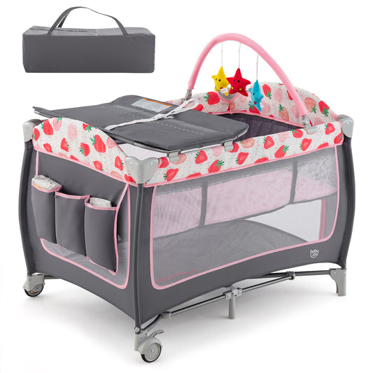 Infans 4 in 1 Baby Playard Portable Infant Nursery Center w/ Zippered Door Colorful
