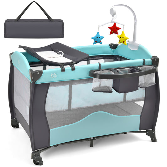 Infans 3 in 1 Baby Playard Portable Infant Nursery Center w/ Music Box Green