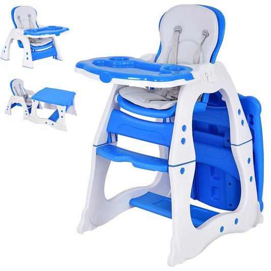 Infans 3 in 1 Baby High Chair Convertible Play Table Seat Booster Toddler Feeding Tray