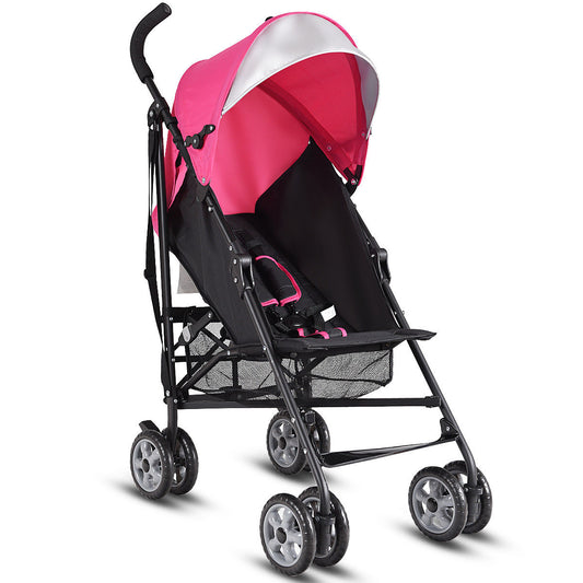 Infans Folding Lightweight Baby Toddler Umbrella Travel Stroller w/ Storage Basket NewPink