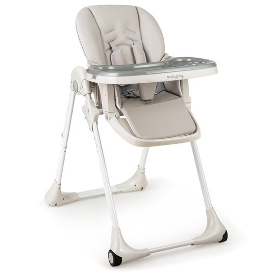 Infans Baby Foldable Convertible High Chair w/Wheels Adjustable Height Gray