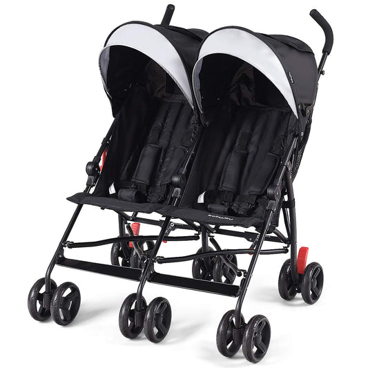 Infans Foldable Twin Baby Double Stroller Kids Ultralight Umbrella Stroller Pushchair