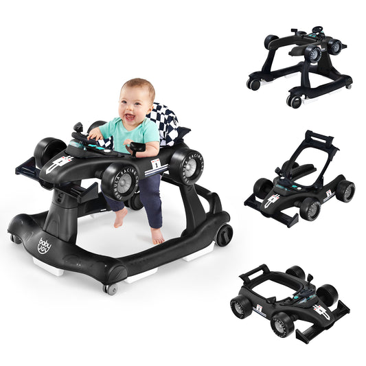 Infans 4-in-1 Baby Walker Foldable Activity Push Walker Adjustable Black