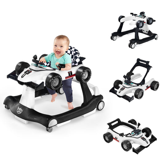 Infans 4-in-1 Baby Walker Foldable Activity Push Walker Adjustable White