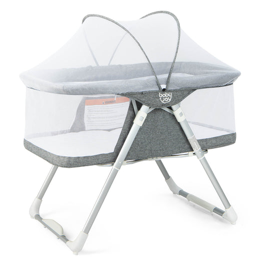 Infans 2-in-1 Stationary & Rock Bassinet Portable Travel Cradle w/ Mattress & Net