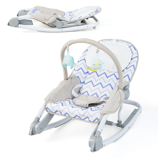 Infans 2-in-1 Baby Bouncer & Rocker Foldable Infant Rocking Seat w/ Adjustable Backrest