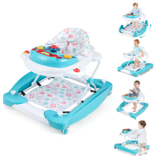 Infans 6 in 1 Baby Walker Adjustable Toddler Walker & Activity Center with Music TrayGreen