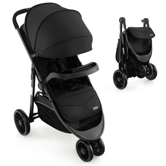 Infans Baby Jogging Stroller Jogger Travel System w/Adjustable Canopy for Newborn Black