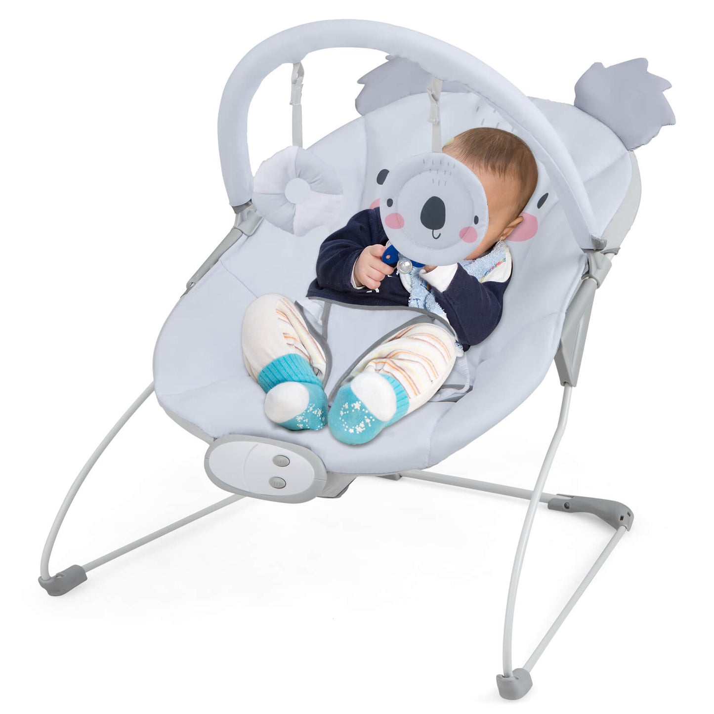 Infans Portable Baby Bouncer Vibration Infant Rocker Seat with Detachable Toy Bar