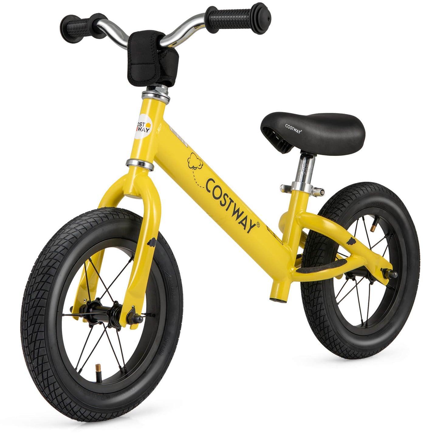 Infans 12 Inch Toddler Balance Bike No Pedal Training Bicycle w/Inflatable Rubber TiresYellow