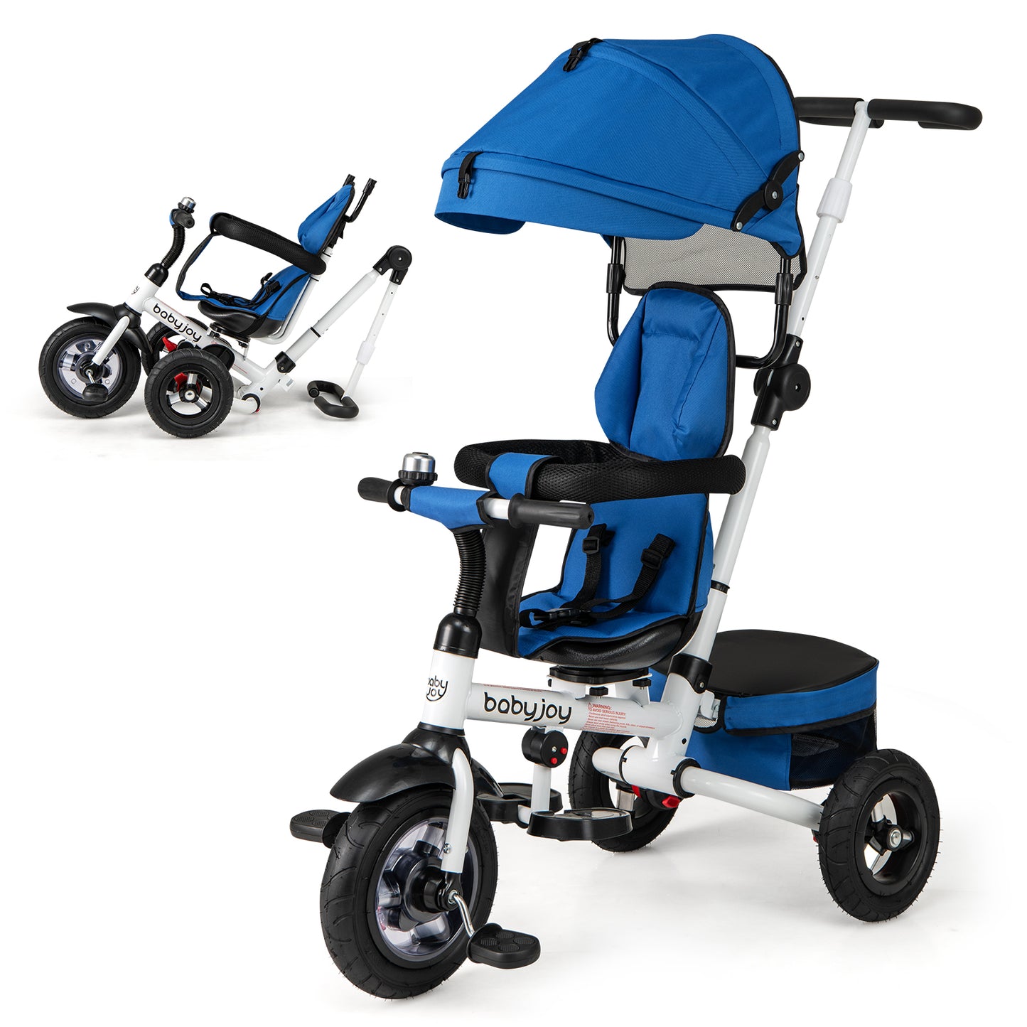 Infans 5-in-1 Folding Trike for Toddlers 1-5 Years Old withSafety Harness StorageBlue