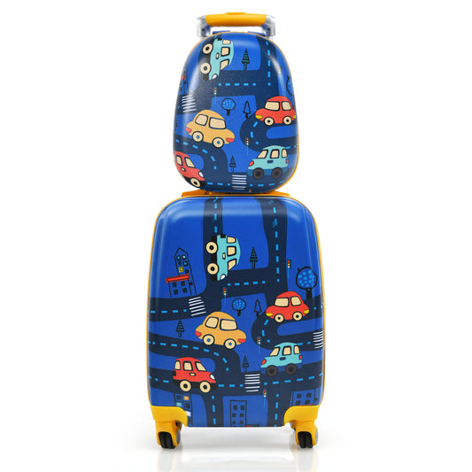 Infans 2PC Kids Carry On Luggage Set 12 inch Backpack & 18 inch Rolling Suitcase for Travel
