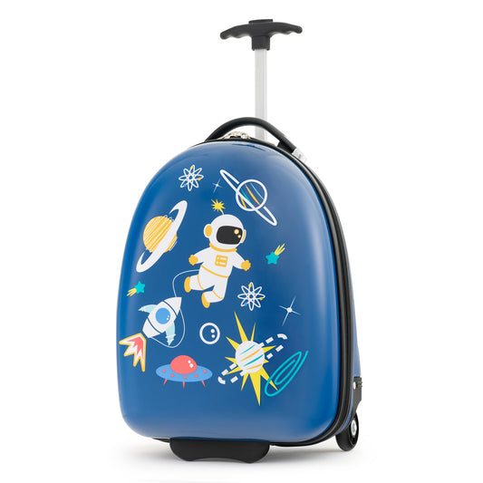 Infans 16 inch Kids Carry-On Luggage with Wheels w/ 2-Level Aluminum Handle Suitcase Blue