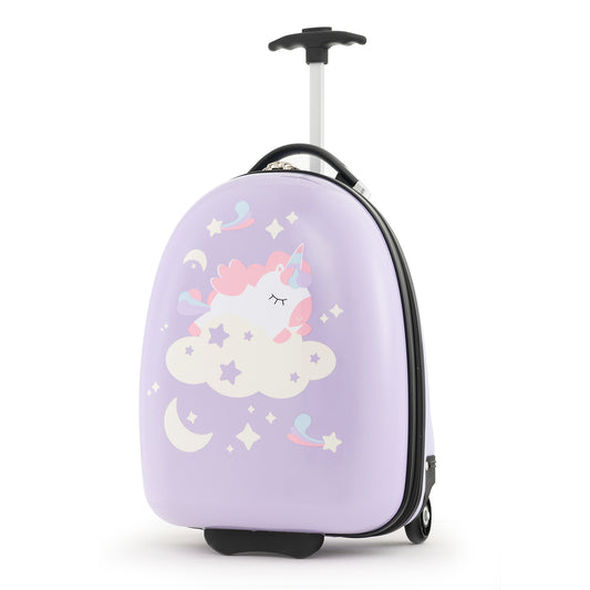 Infans 16 inch Kids Carry-On Luggage with Wheels w/ 2-Level Aluminum Handle Suitcase Purple