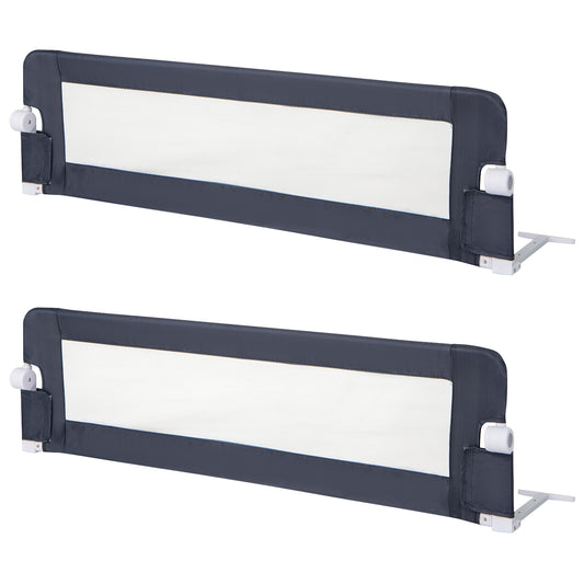 Infans 2PCS 60inch Toddler Foldable Bed Rail w/Adjustable Safety Strap Bedrail Guard Grey