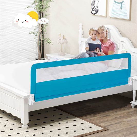 Infans 71inch Foldable Baby Bed Rail Guard Toddlers Swing Down Safety Bedrail Blue
