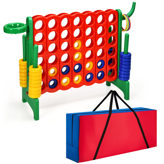Infans 4 in A Row Jumbo 4-to-Score Game Set W/Storage Carrying Bag for Kids AdultRed/Green