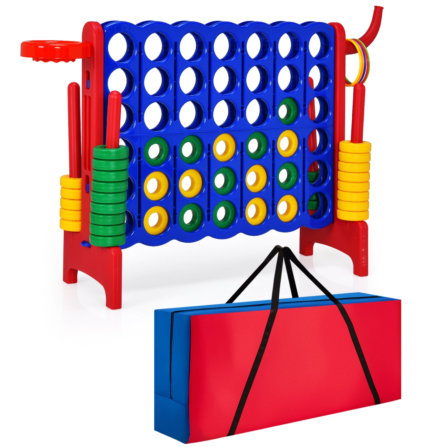 Infans 4 in A Row Jumbo 4-to-Score Game Set W/Storage Carrying Bag for Kids AdultBlue/Red
