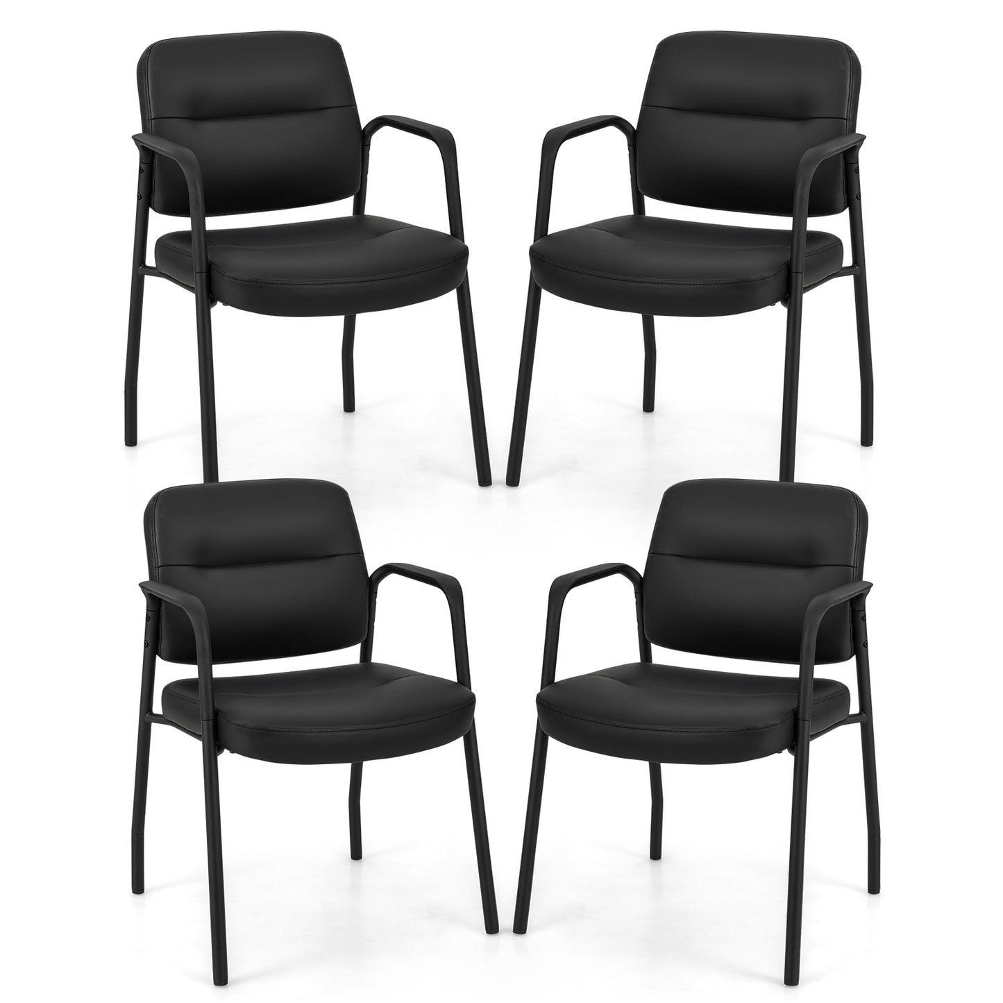Waiting Room Chair No Wheels Set of 4 with Integrated Armrests for Reception