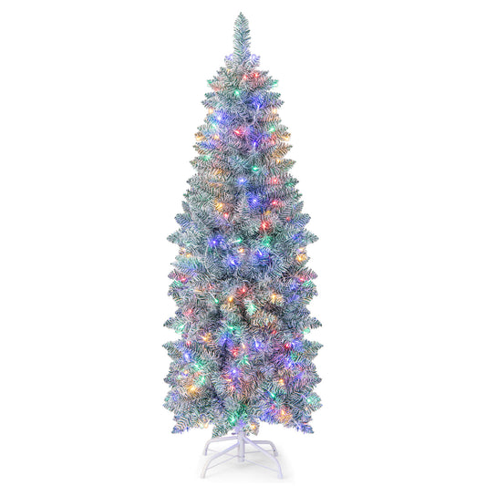 Infans 5 FT Pre-lit Christmas Tree Hinged Pencil Decoration 190 Multi-Color LED Lights