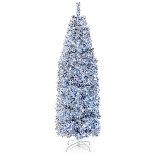 Infans 6 FT Pre-Lit Christmas Tree Hinged Slim Pencil w/ 250 LED Lights 475 Branch Tips