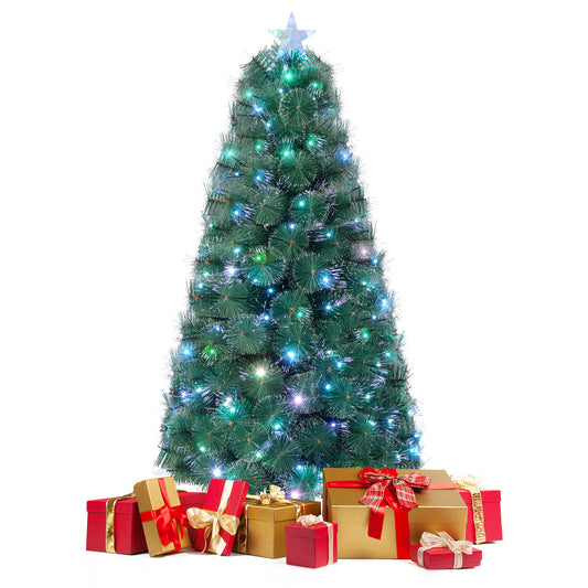 Infans 5 FT Pre-Lit Fiber Optic Christmas Tree Xmas Decor w/ 148 Multi-Color LED Lights